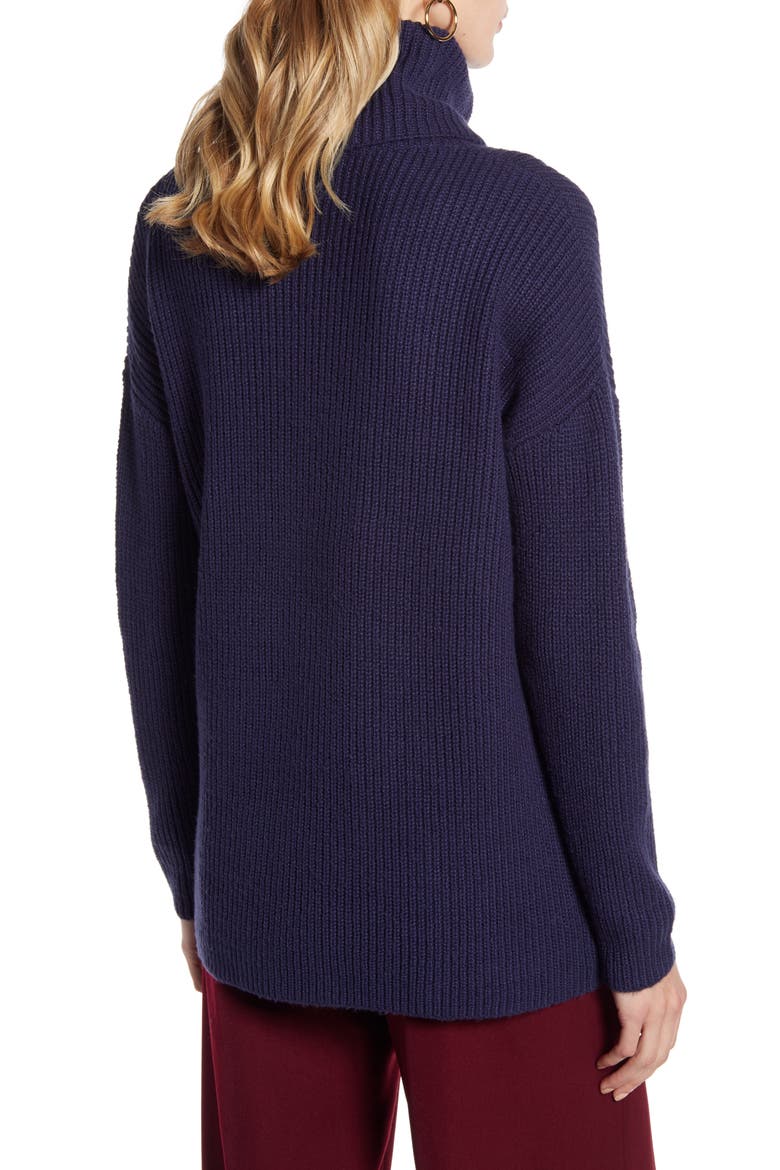 Oversized Turtleneck Tunic Sweater, Alternate, color, NAVY PEACOAT
