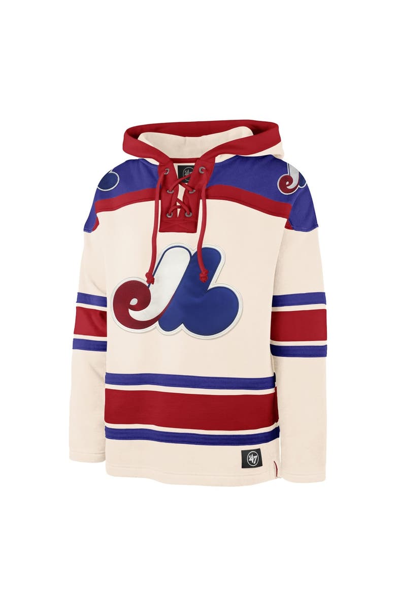 '47 Men's '47 Cream Montreal Expos Cooperstown Collection Superior Lacer Pullover Hoodie, Alternate, color, Cream