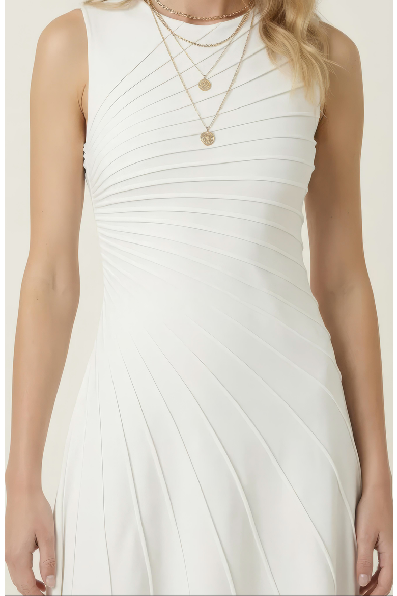 Sleeveless Midi Dress with Asymmetrical Hem, Alternate, color, Off-White