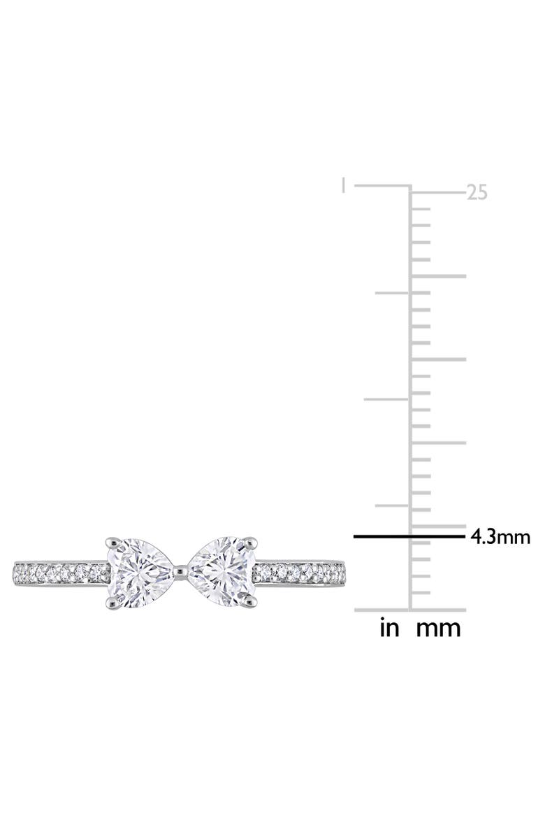 Moissanite Duo Heart Ring, Alternate, color, Sterling Silver