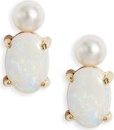 Poppy Finch Opal & Cultured Pearl Stud Earrings