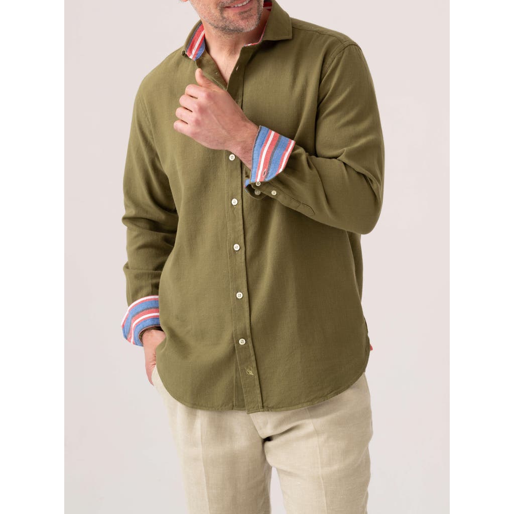 Koy Clothing Brushed Cotton Long Sleeve Shirt in Olive  product