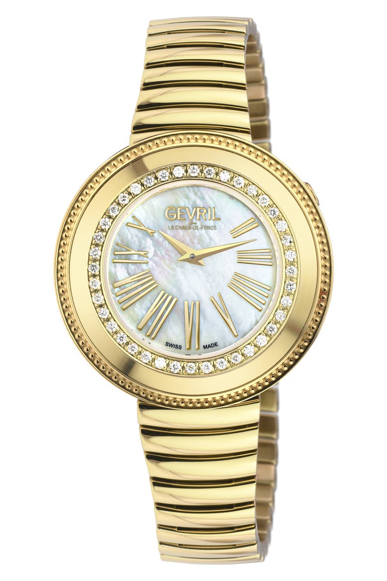 Gandria Diamond Bracelet Watch, 36mm - 0.5ct., Main, color, IP GOLD