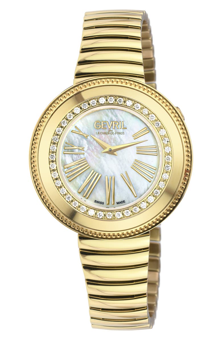 GEVRIL Gandria Diamond Bracelet Watch, 36mm - 0.5ct., Main, color, 