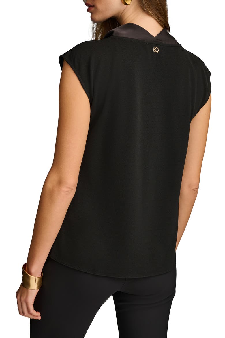 Cap Sleeve Cowl Neck Top, Alternate, color, BLACK