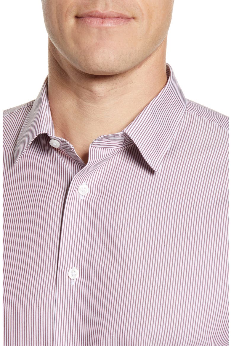 Trim Fit Stripe Dress Shirt, Alternate, color, BURGUNDY