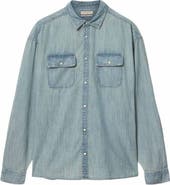 AllSaints Gribbs Cotton Denim Snap-Up Shirt