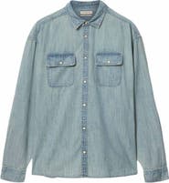 AllSaints Gribbs Cotton Denim Snap-Up Shirt