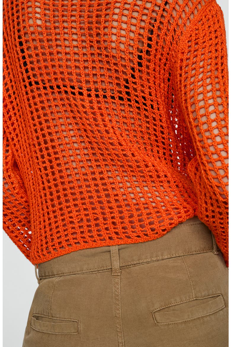 Openwork Sweater, Alternate, color, ORANGE