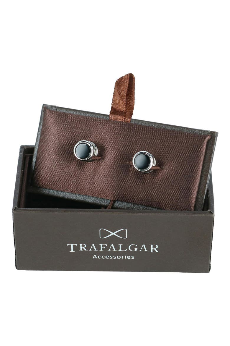 Sutton Onyx Shirt Studs, Alternate, color, SILVER