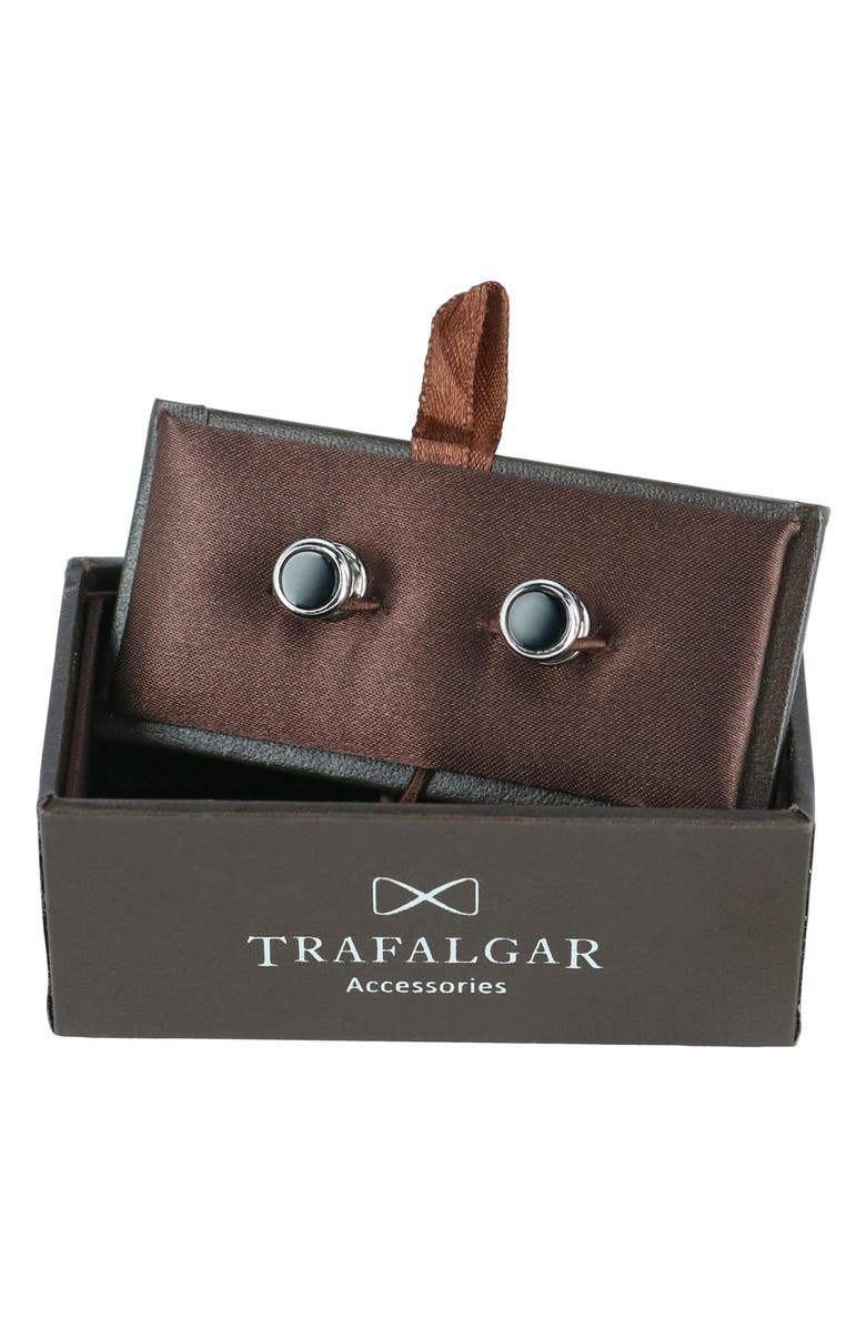 Trafalgar Sutton Onyx Shirt Studs, Alternate, color, Silver