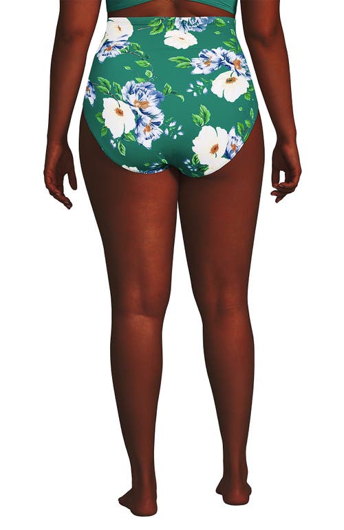 Shop Lands' End Slender Separates Ultra High Waisted Bikini Swim Bottoms In Island Emerald Petunia Floral
