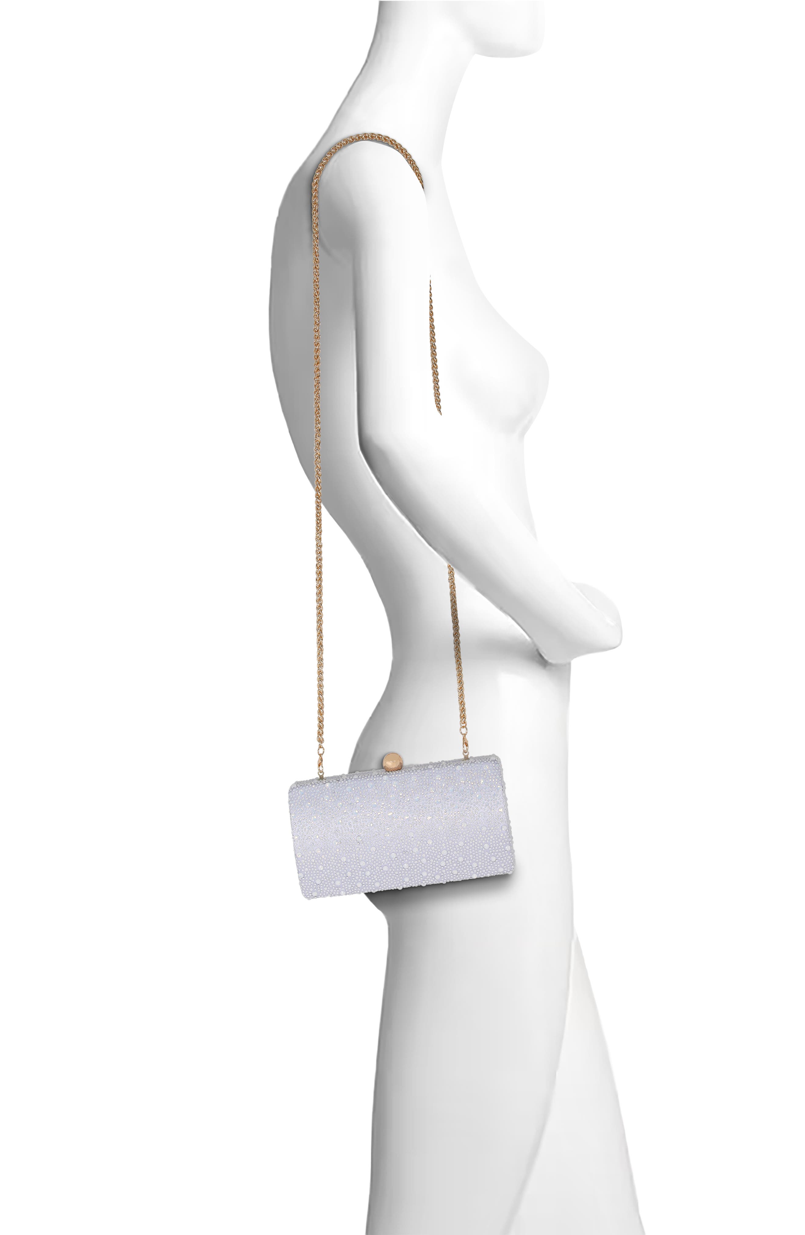 Jewel Badgley Mischka Heather Opal Crystal Minaudiere, Alternate, color, Blue