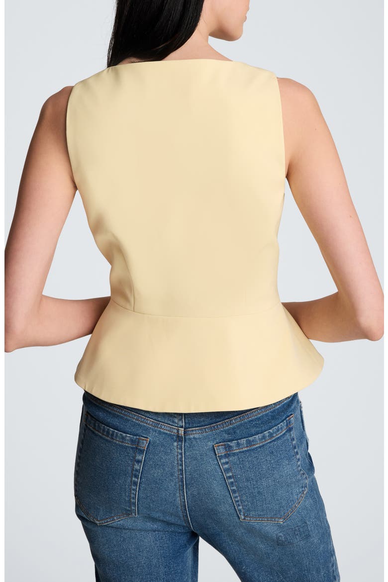 Curved Hem Peplum Vest, Alternate, color, PASTEL YELLOW