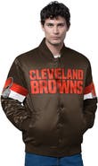 STARTER Men's Starter Brown Cleveland Browns Triple Option Satin Varsity Full-Snap Jacket
