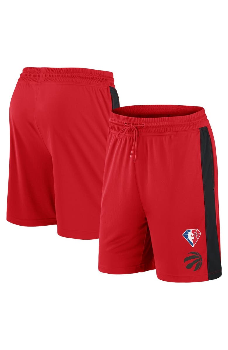 FANATICS Men's Fanatics Branded Red Toronto Raptors 75th Anniversary Downtown Performance Practice Shorts, Main, color, 