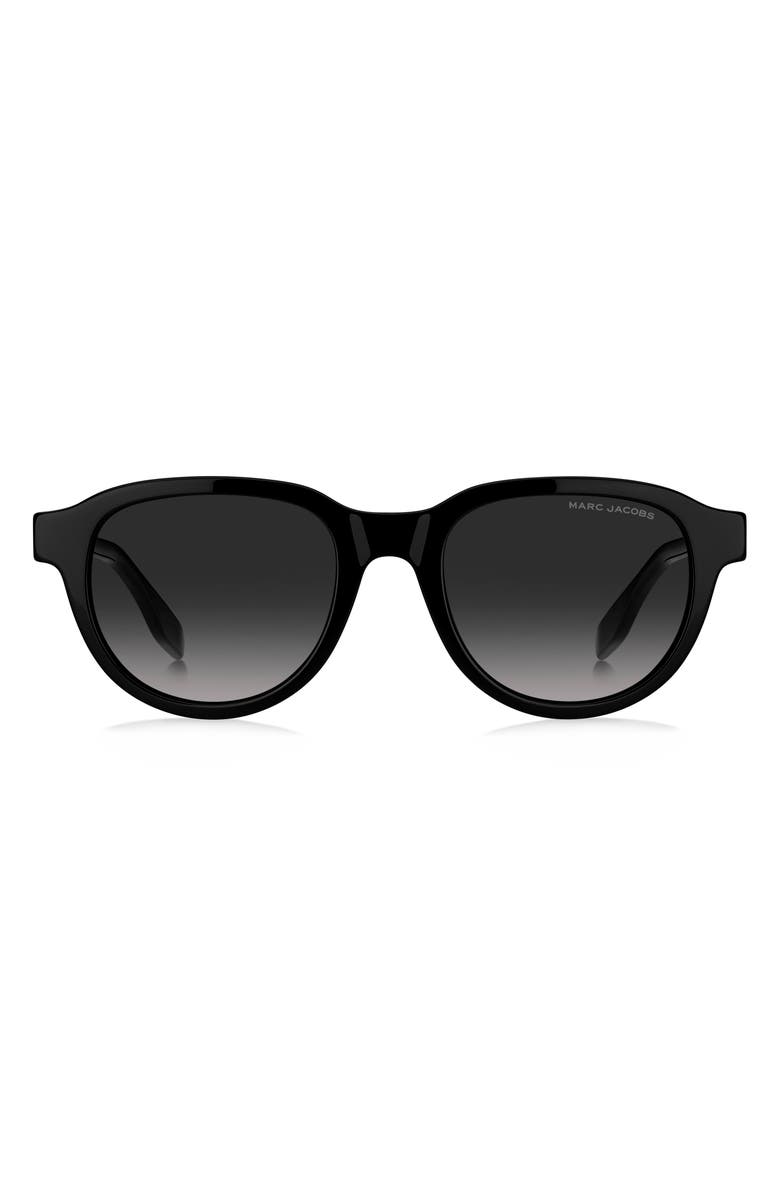 Marc Jacobs 52mm Round Sunglasses, Main, color, Black