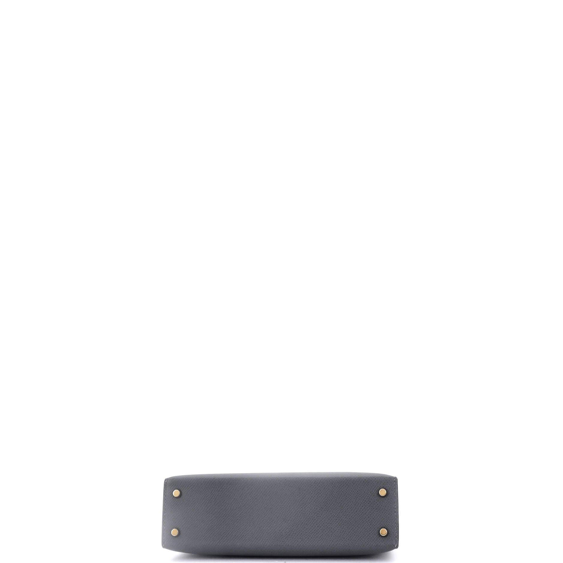 Pre-Owned Hermes Kelly Mini II Bag Grey Epsom with Permabrass Hardware 20, Alternate, color, Gris Misty