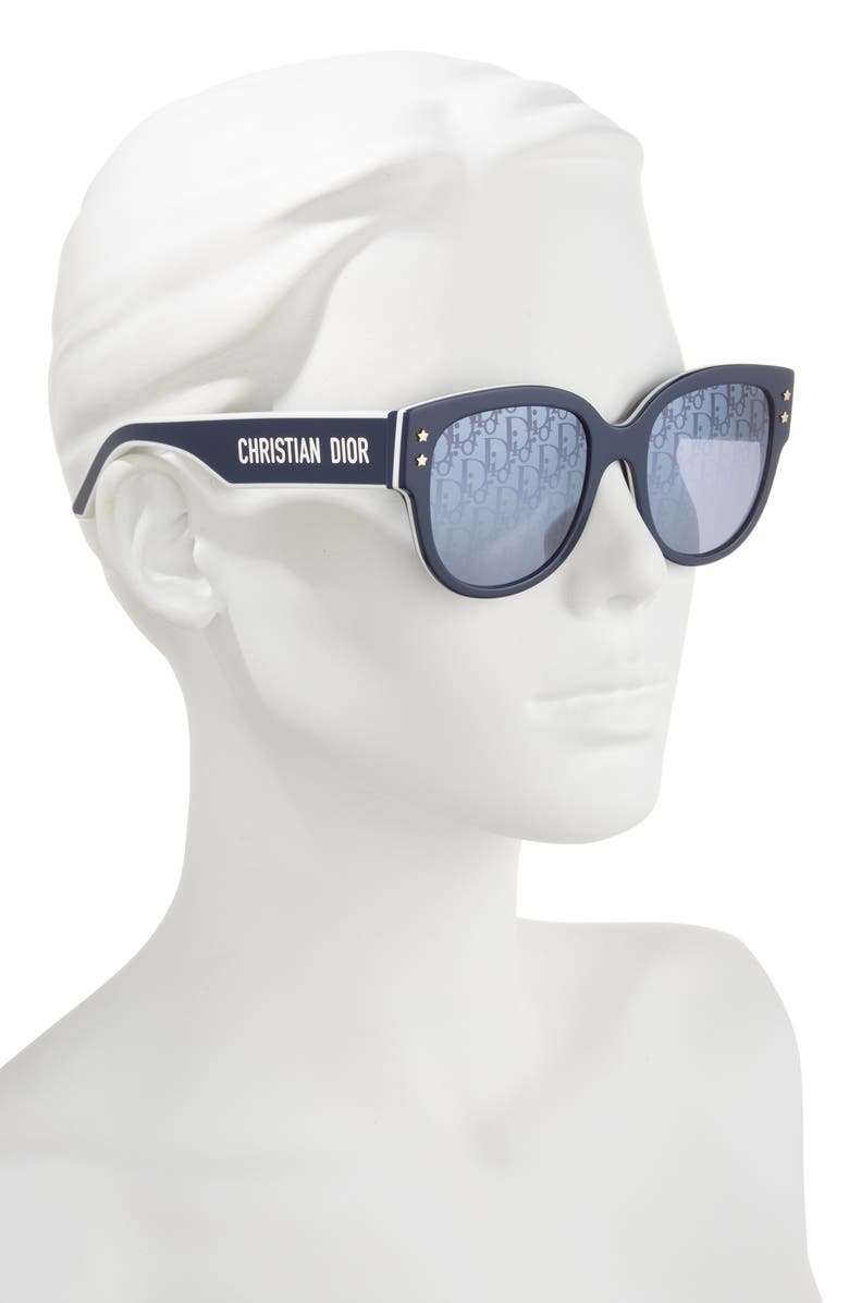 DIOR 'Diorpacific B2I 54mm Butterfly Sunglasses, Alternate, color, Shiny Blue / Smoke Mirror