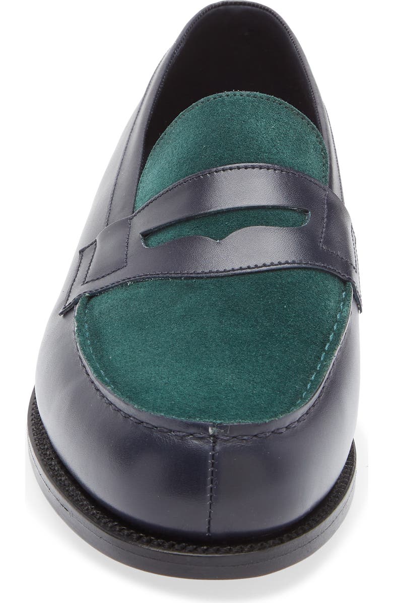 JM WESTON 180 Colorblock Penny Loafer, Alternate, color, Blue/ Dark Green