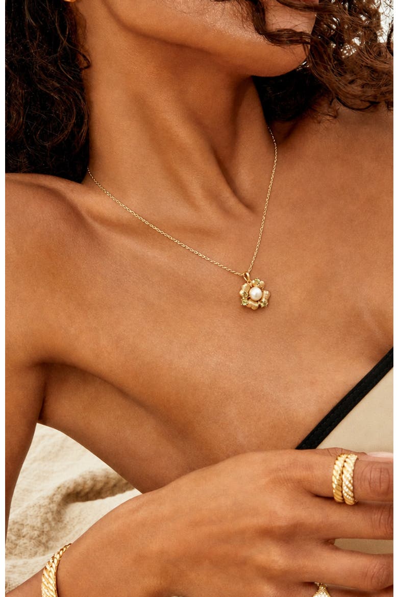 Garden Blossom Pendant Necklace, Alternate, color, Gold