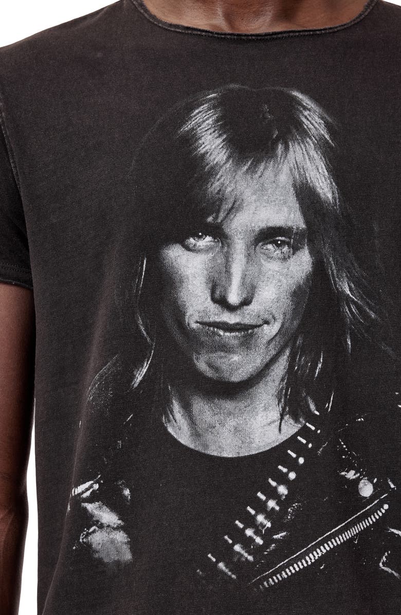 John Varvatos Tom Petty Raw Edge Graphic T-Shirt, Alternate, color, Charcoal