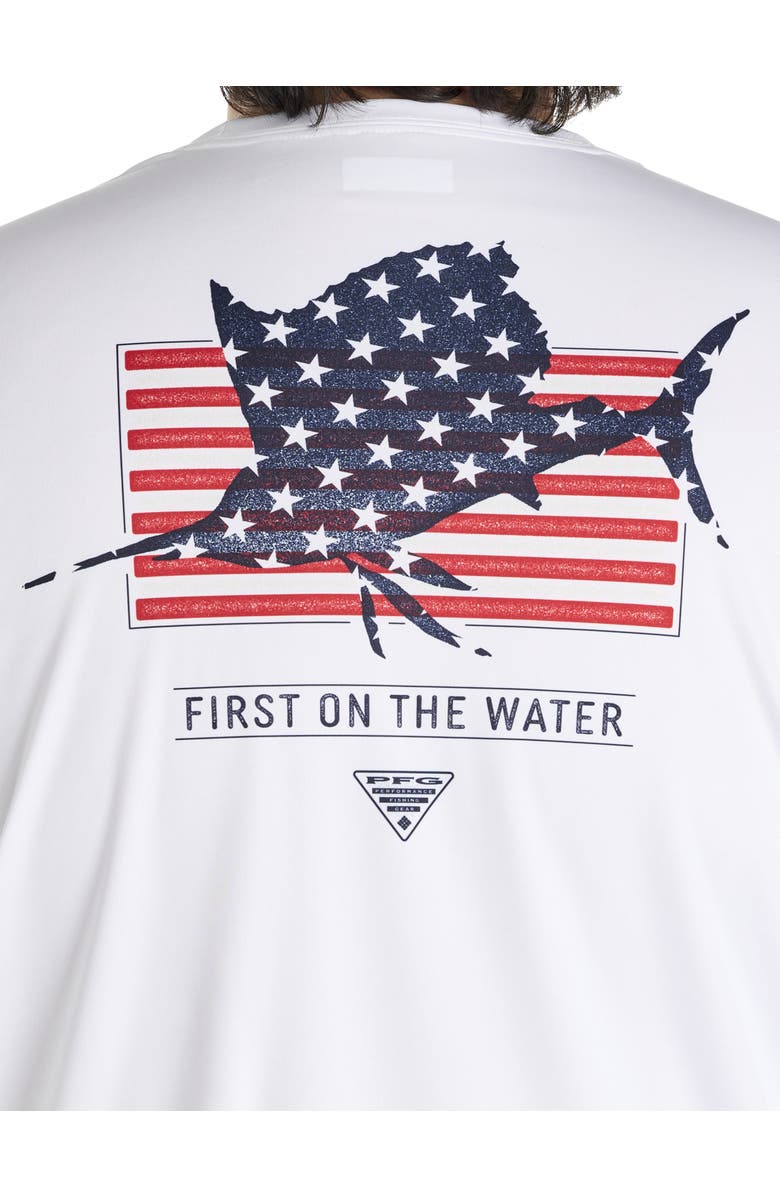 Columbia Big & Tall PFG Terminal Tackle Fins and Stripes Long-Sleeve T-Shirt, Alternate, color, White