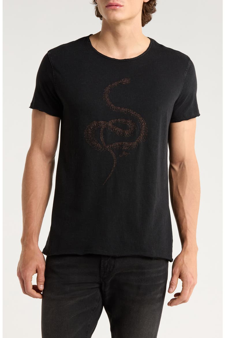 Raw Edge Organic Cotton Graphic T-Shirt, Main, color, BLACK