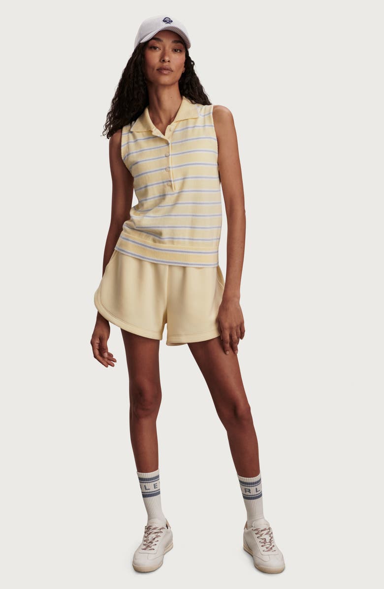 Varley Rue Striped Polo Tank, Alternate, color, Anise Flower / Xenon Blue