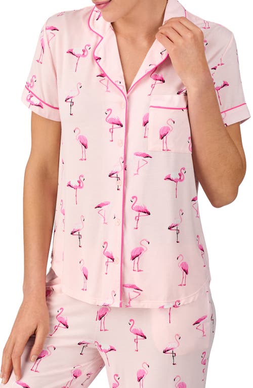 Kate Spade New York Printed Short Sleeve Pajama Set In Pink Flamingo