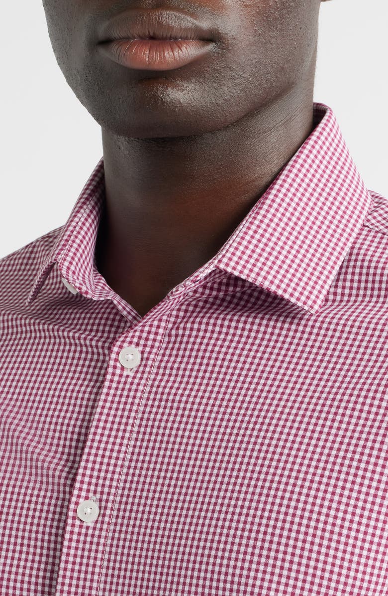 Mizzen+Main Leeward Trim Fit Gingham Performance Button-Up Shirt, Alternate, color, Mulberry Ian Gingham
