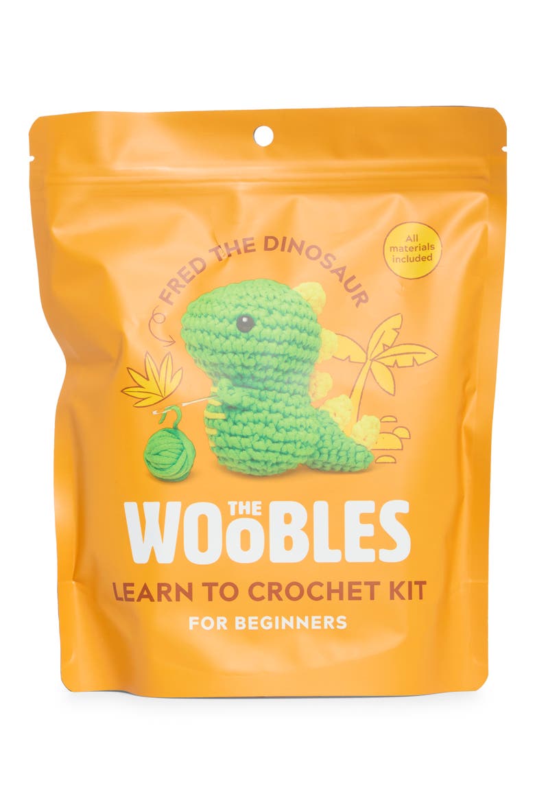 Dinosaur Crochet Kit, Main, color, GREEN