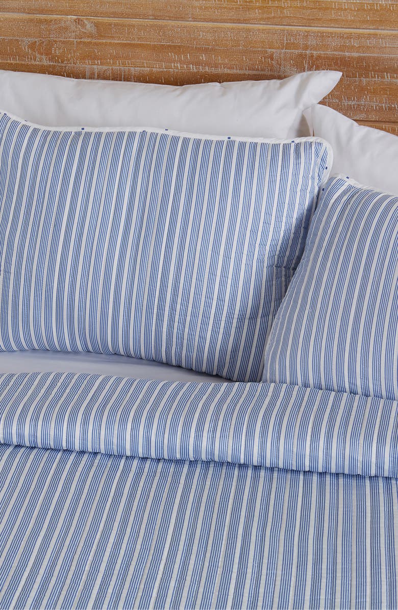 Woven & Weft Stripe Quilt & Sham Set, Alternate, color, Blue