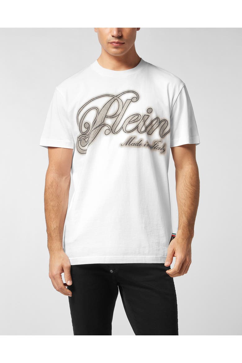 T-Shirt Round Neck Ss Signature Men, Main, color, white