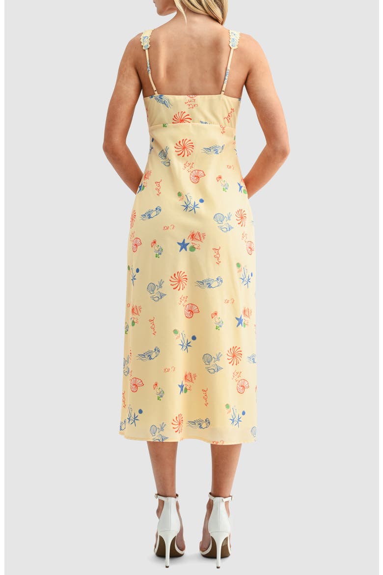Lace Inset Midi Dress, Alternate, color, YELLOW SEA STAR