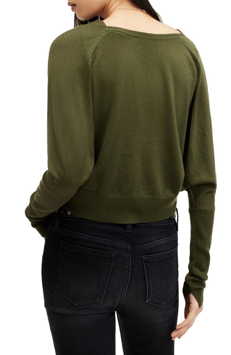 AllSaints Ridley Merino Wool Cowl Neck Sweater, Alternate, color, Forest Green