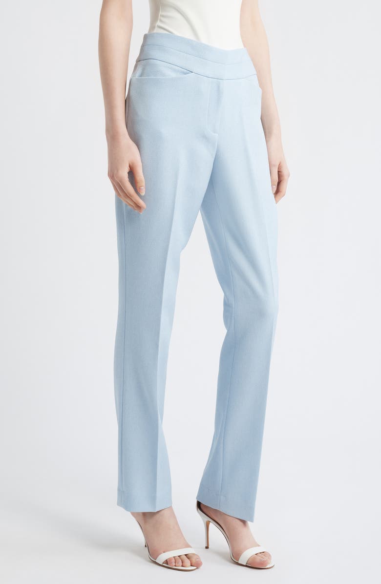 Tahari ASL Bell Bottom Pants, Alternate, color, Ice Blue