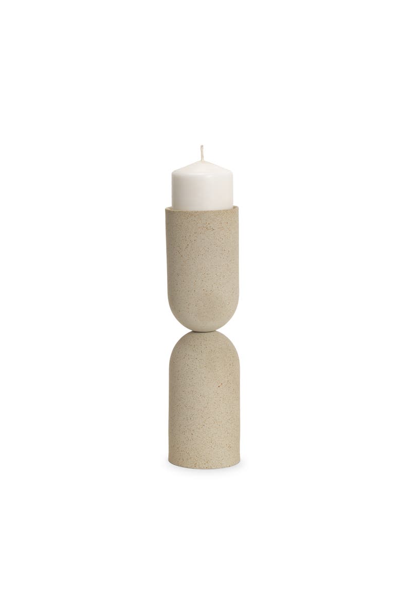 Qamra Metal Pillar Candle Holder, Alternate, color, Beige