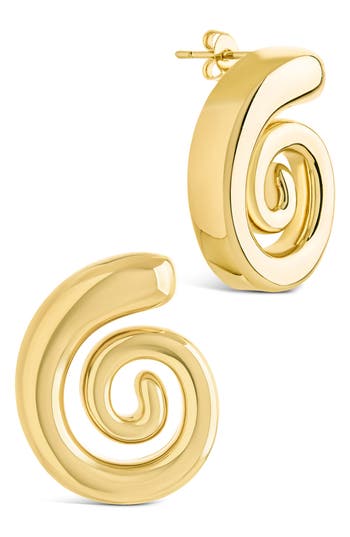 Sterling Forever Celestia Swirl Drop Earrings In Gold
