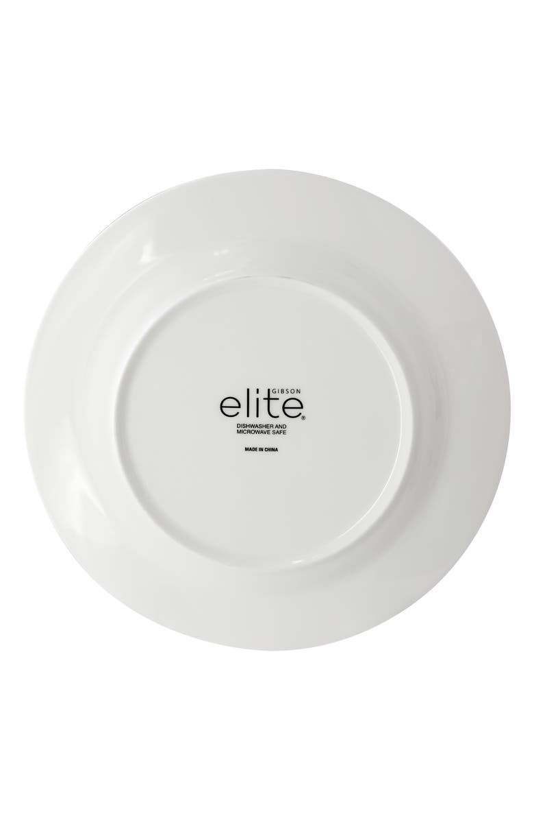 Gibson Elite Pascale 16 Piece Embossed Bone China Dinnerware Set, Alternate, color, White