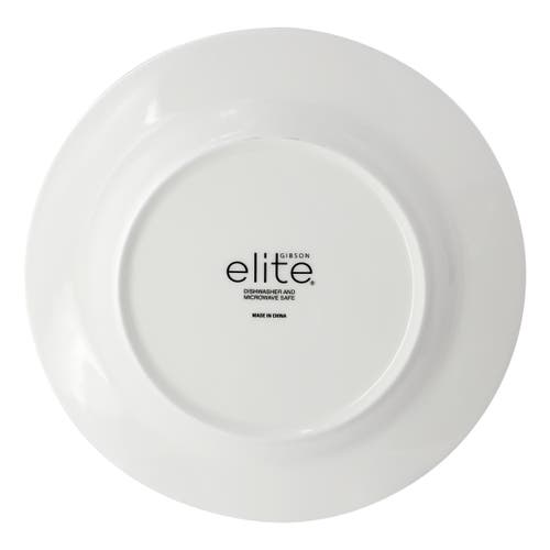 Gibson Elite Pascale 16 Piece Embossed Bone China Dinnerware Set In White