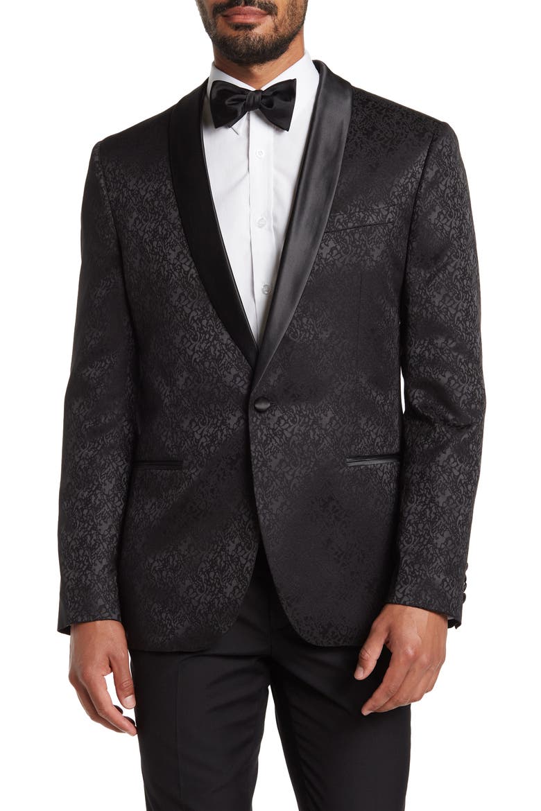 Jacquard Evening Jacket, Main, color, BLACK