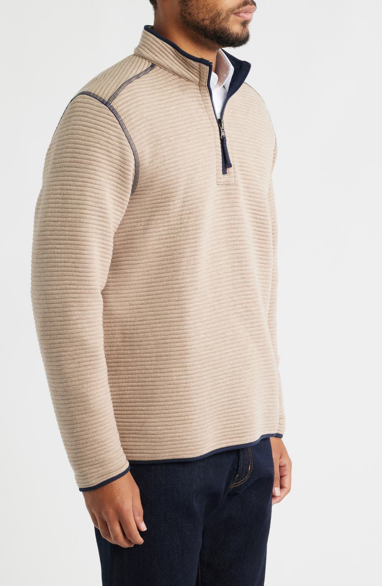 Johnston & Murphy Reversible Quilted Quarter Zip Pullover, Alternate, color, Brown Heather/ Navy