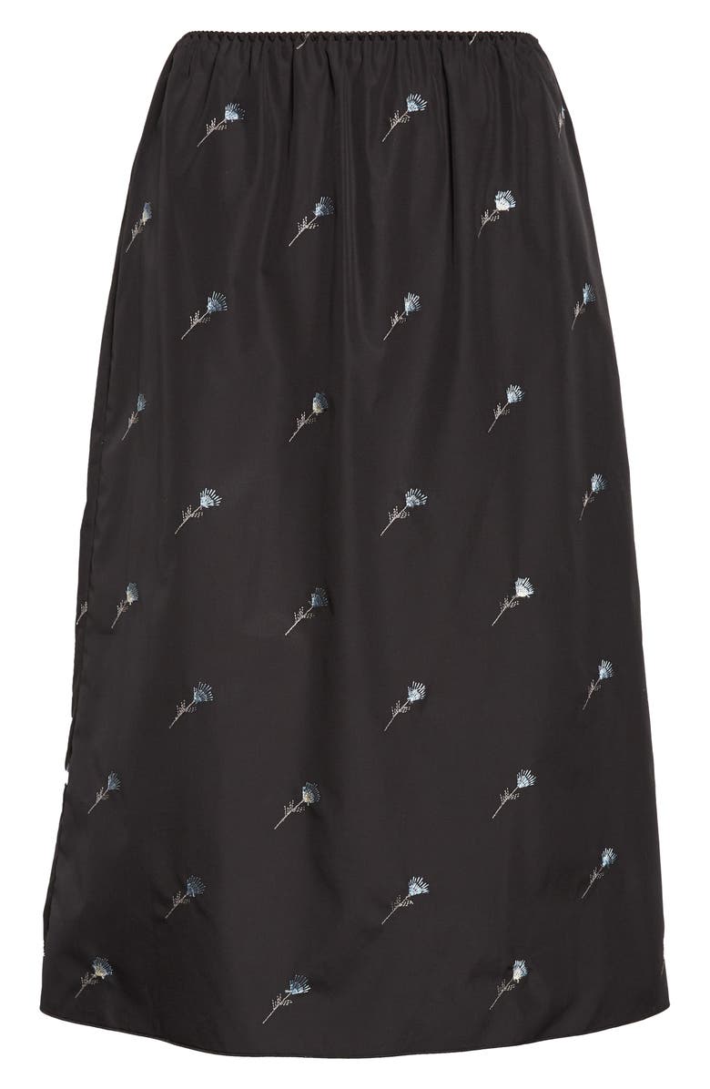 RIER Floral Embroidered Poplin Skirt, Main, color, Black Flowers Popeline