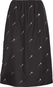 RIER Floral Embroidered Poplin Skirt