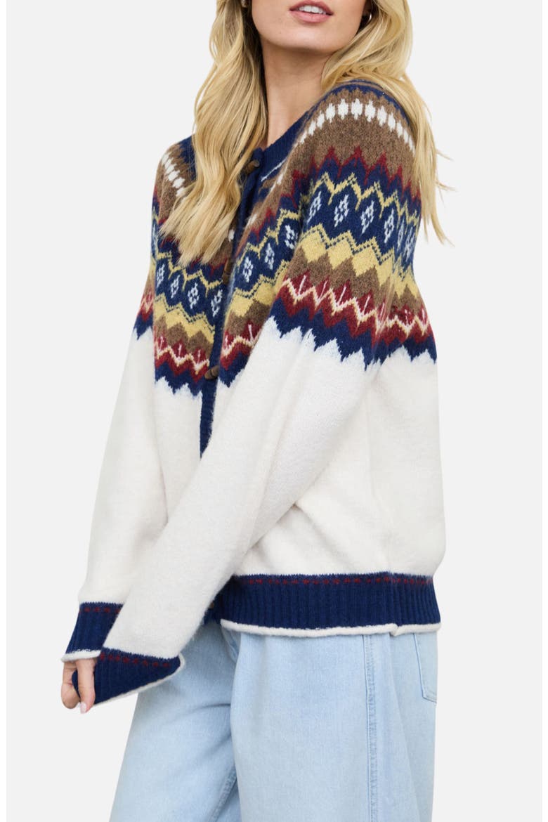 Fair Isle Toggle Front Cardigan, Alternate, color, NAVY MULTI