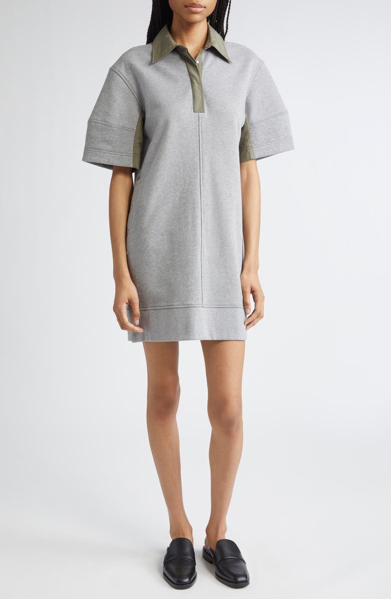 3.1 Phillip Lim Mixed Media Polo Minidress, Main, color, Grey Melange-Army
