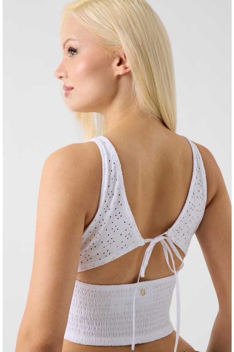 Amaya Eyelet Cutout Crop Tank, Alternate, color, WHITE