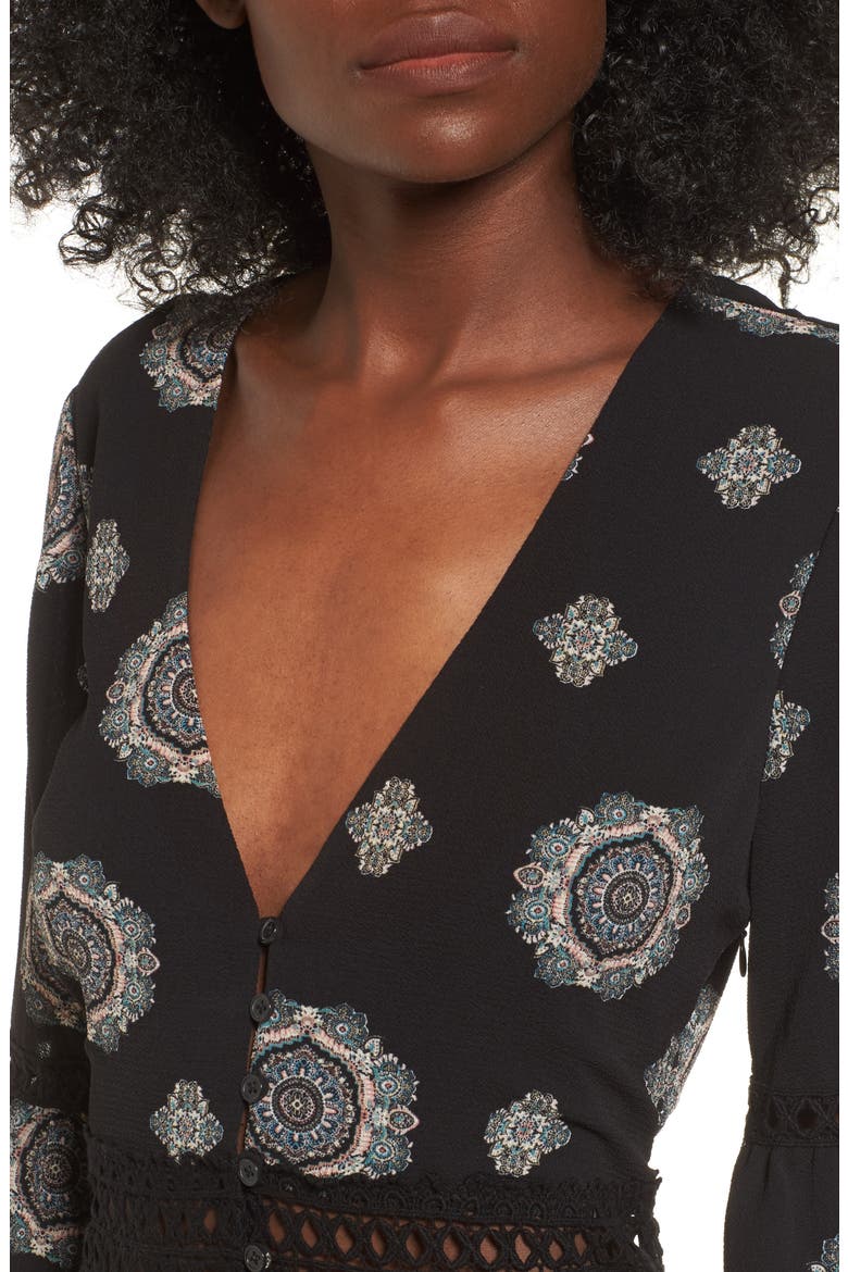 Print Maxi Romper, Alternate, color, BLACK PRINT