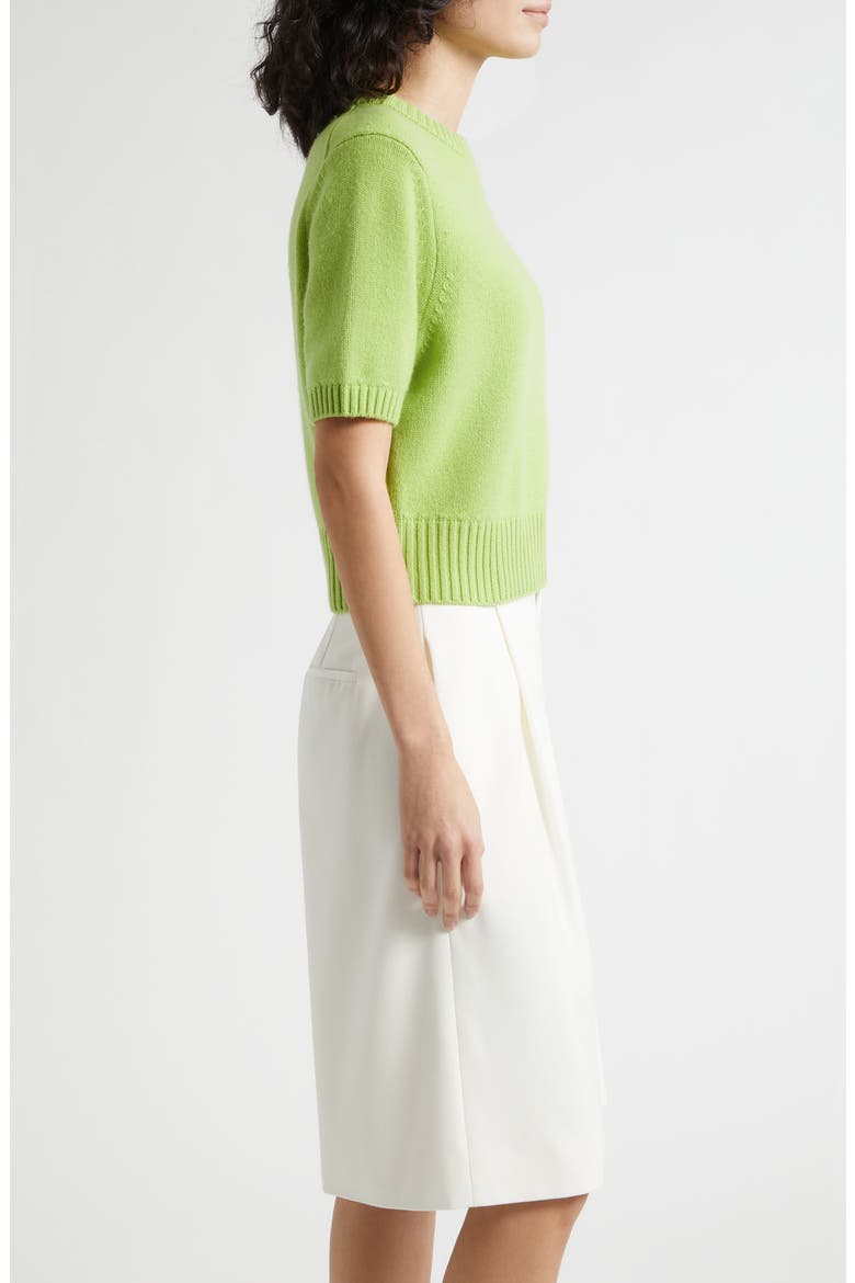 Elsie Short Sleeve Wool & Cashmere Sweater, Alternate, color, LIME